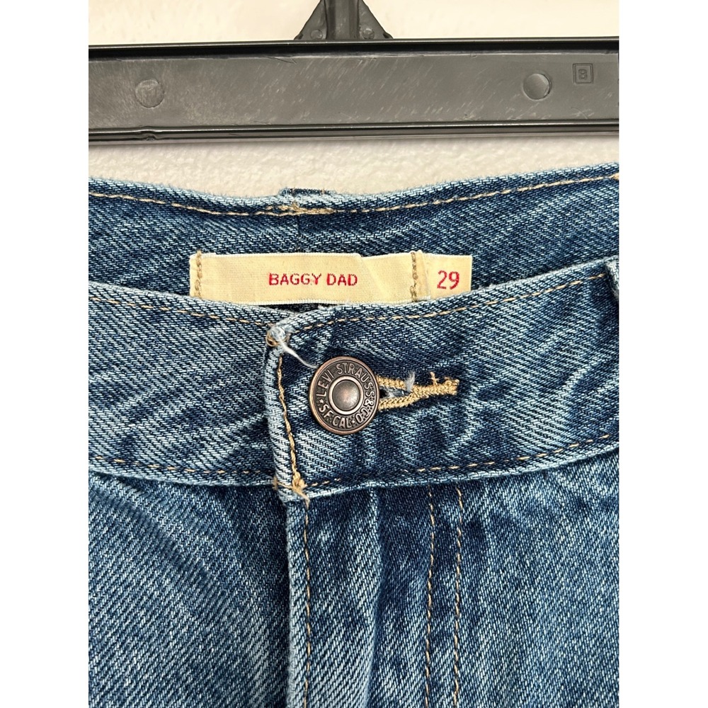 Levi's Premium Baggy Dad Jeans 29 High Rise Wide Leg Blue Denim Relaxed 90's - Picture 7 of 8